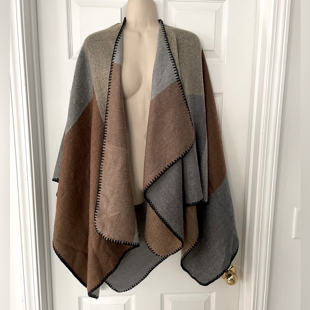 Brown and Gray Shawl Wrap